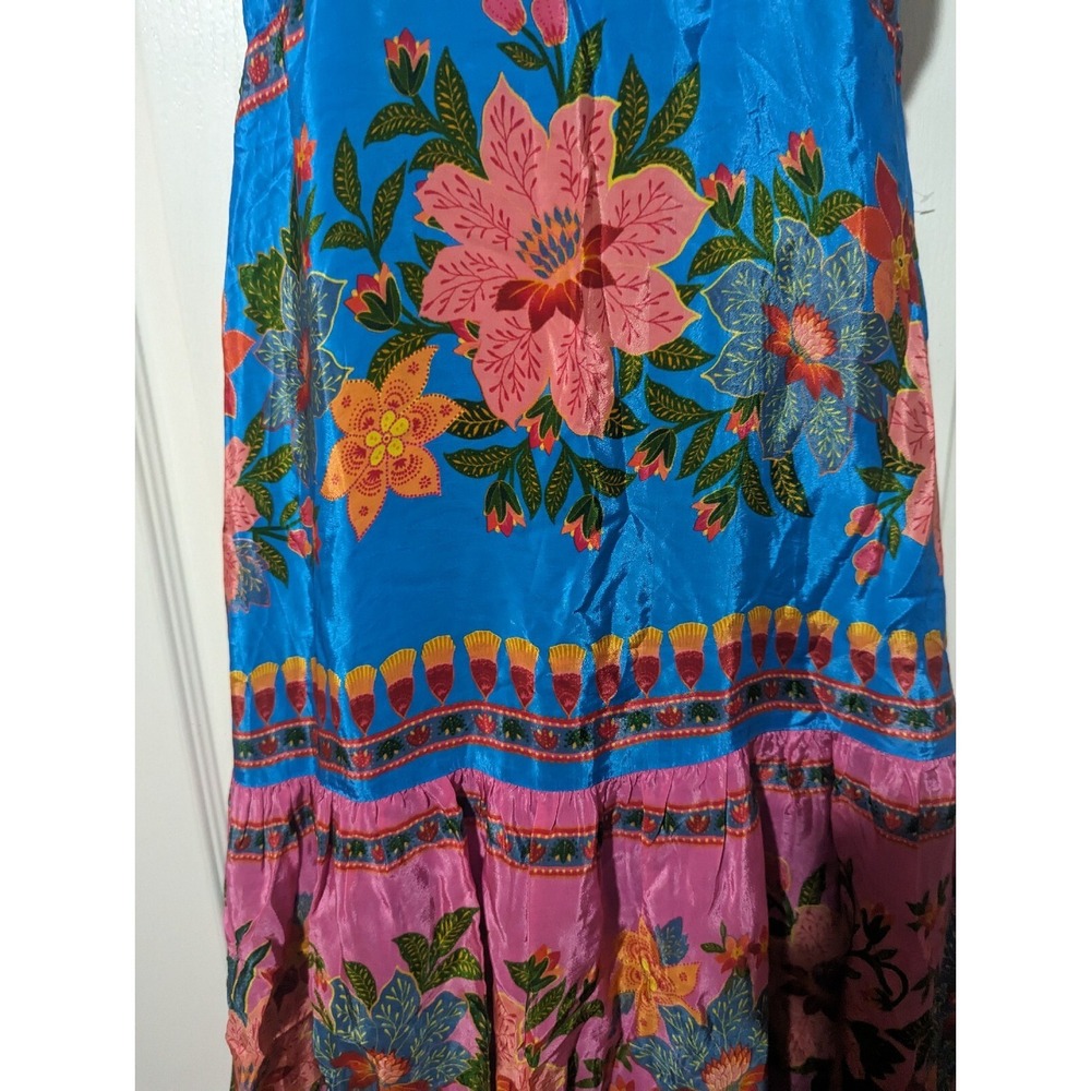 Farm Rio V-Neck Dress Anthropologie Halter Floral Tiered Sundress Cover XS NEW - Picture 6 of 15